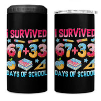 I Survived 67 Plus 33 100 Days of School 4 in 1 Can Cooler Tumbler Six Seven Meme Colorful Math Humor - Wonder Print Shop