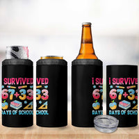 I Survived 67 Plus 33 100 Days of School 4 in 1 Can Cooler Tumbler Six Seven Meme Colorful Math Humor - Wonder Print Shop
