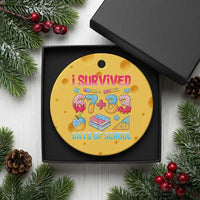 I Survived 67 Plus 33 100 Days of School Ceramic Ornament Six Seven Meme Colorful Math Humor - Wonder Print Shop