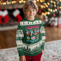 I Survived 67 Plus 33 100 Days of School Ugly Christmas Sweater Six Seven Meme Colorful Math Humor - Wonder Print Shop