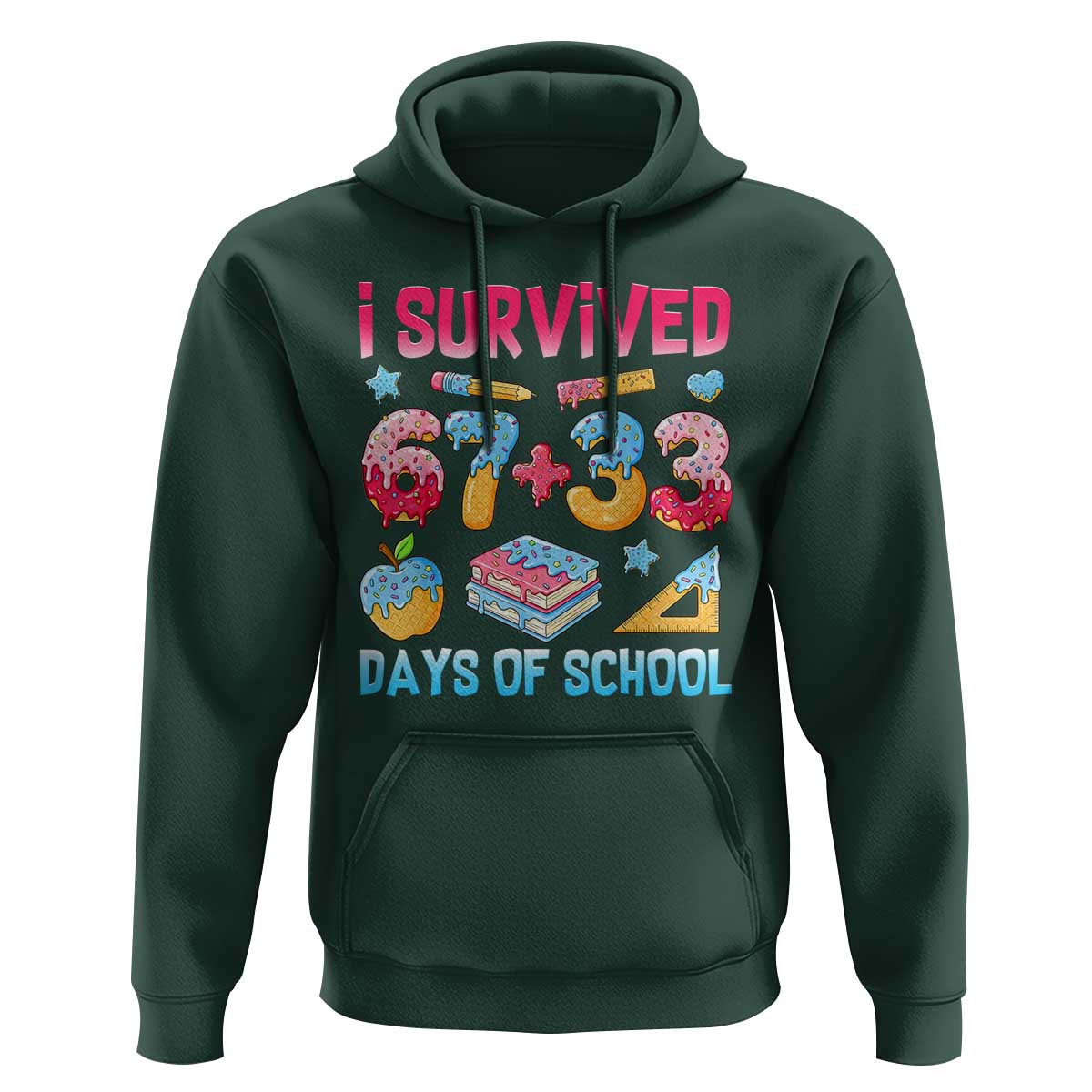 I Survived 67 Plus 33 100 Days of School Hoodie Six Seven Meme Colorful Math Humor - Wonder Print Shop