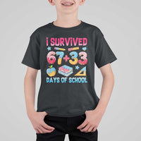 I Survived 67 Plus 33 100 Days of School T Shirt For Kid Six Seven Meme Colorful Math Humor - Wonder Print Shop