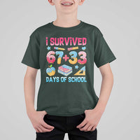 I Survived 67 Plus 33 100 Days of School T Shirt For Kid Six Seven Meme Colorful Math Humor - Wonder Print Shop