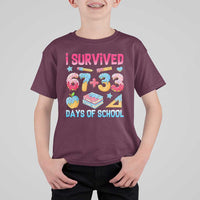 I Survived 67 Plus 33 100 Days of School T Shirt For Kid Six Seven Meme Colorful Math Humor - Wonder Print Shop