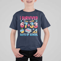I Survived 67 Plus 33 100 Days of School T Shirt For Kid Six Seven Meme Colorful Math Humor - Wonder Print Shop