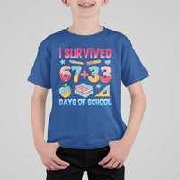 I Survived 67 Plus 33 100 Days of School T Shirt For Kid Six Seven Meme Colorful Math Humor - Wonder Print Shop
