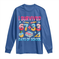 I Survived 67 Plus 33 100 Days of School Long Sleeve Shirt Six Seven Meme Colorful Math Humor - Wonder Print Shop