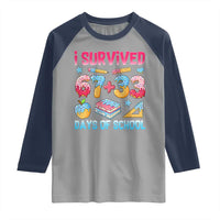 I Survived 67 Plus 33 100 Days of School Raglan Shirt Six Seven Meme Colorful Math Humor - Wonder Print Shop