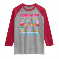 I Survived 67 Plus 33 100 Days of School Raglan Shirt Six Seven Meme Colorful Math Humor - Wonder Print Shop