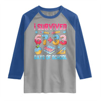 I Survived 67 Plus 33 100 Days of School Raglan Shirt Six Seven Meme Colorful Math Humor - Wonder Print Shop