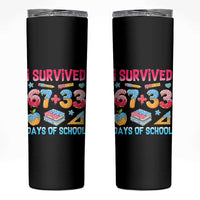 I Survived 67 Plus 33 100 Days of School Skinny Tumbler Six Seven Meme Colorful Math Humor - Wonder Print Shop