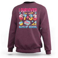 I Survived 67 Plus 33 100 Days of School Sweatshirt Six Seven Meme Colorful Math Humor - Wonder Print Shop