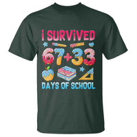I Survived 67 Plus 33 100 Days of School T Shirt Six Seven Meme Colorful Math Humor - Wonder Print Shop