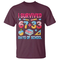 I Survived 67 Plus 33 100 Days of School T Shirt Six Seven Meme Colorful Math Humor - Wonder Print Shop