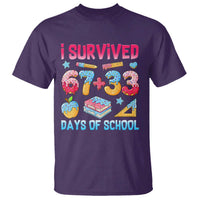 I Survived 67 Plus 33 100 Days of School T Shirt Six Seven Meme Colorful Math Humor - Wonder Print Shop