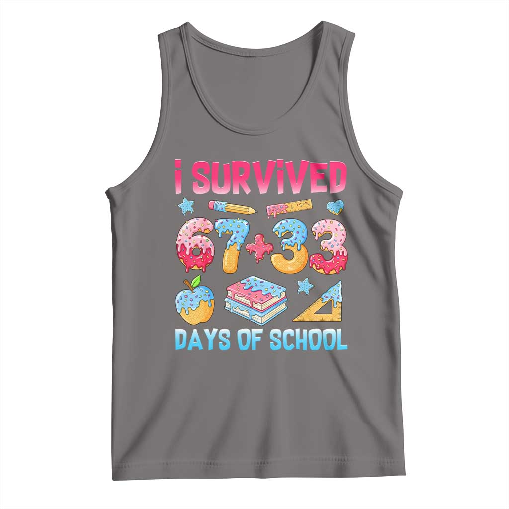 I Survived 67 Plus 33 100 Days of School Tank Top Six Seven Meme Colorful Math Humor - Wonder Print Shop