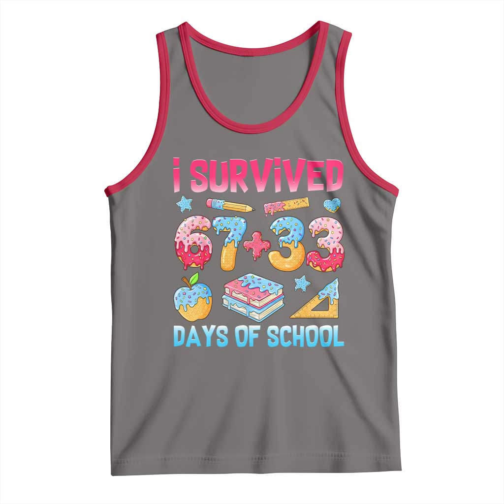 I Survived 67 Plus 33 100 Days of School Tank Top Six Seven Meme Colorful Math Humor - Wonder Print Shop