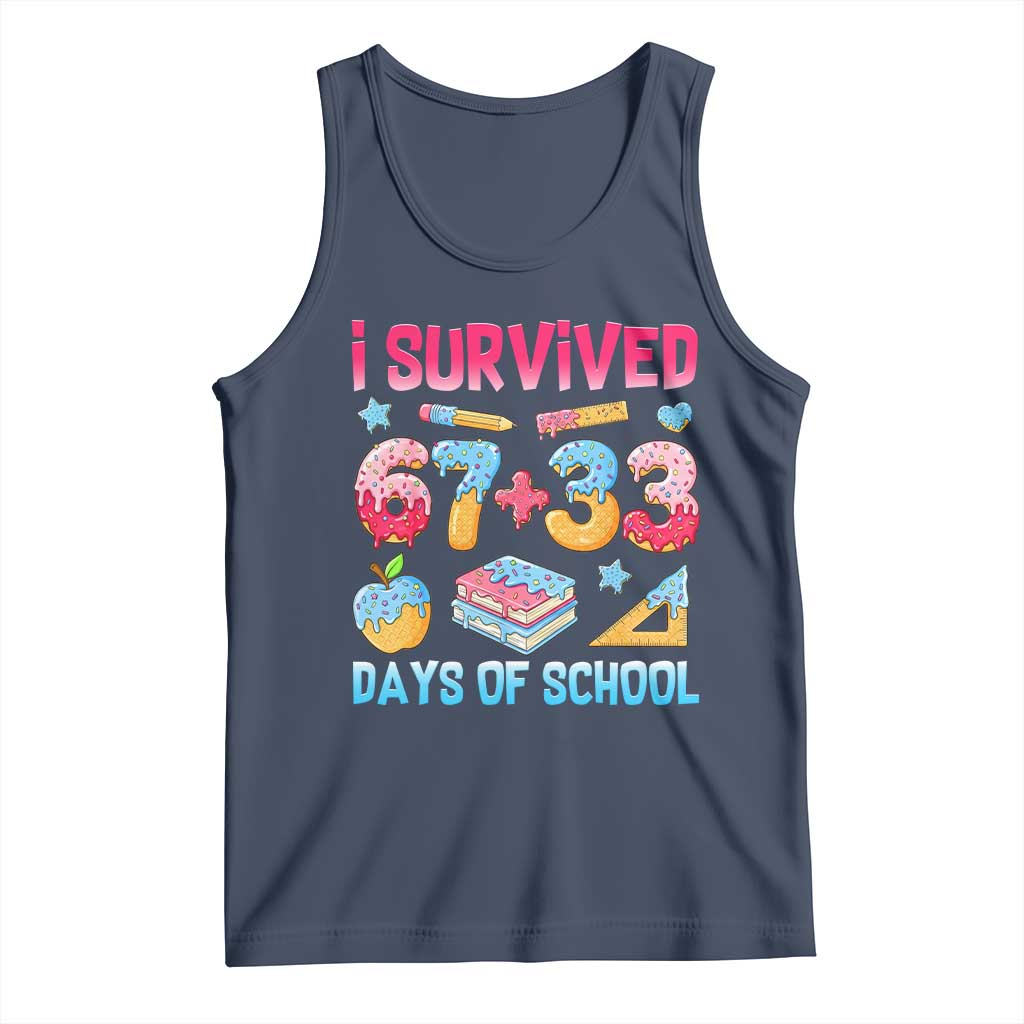 I Survived 67 Plus 33 100 Days of School Tank Top Six Seven Meme Colorful Math Humor - Wonder Print Shop