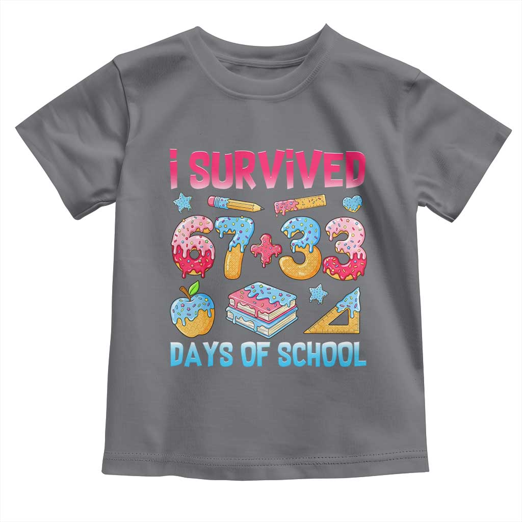 I Survived 67 Plus 33 100 Days of School Toddler T Shirt Six Seven Meme Colorful Math Humor - Wonder Print Shop
