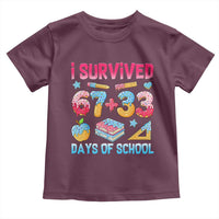 I Survived 67 Plus 33 100 Days of School Toddler T Shirt Six Seven Meme Colorful Math Humor - Wonder Print Shop