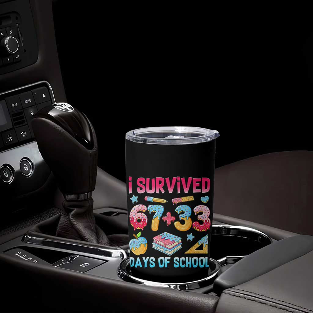I Survived 67 Plus 33 100 Days of School Tumbler Cup Six Seven Meme Colorful Math Humor - Wonder Print Shop