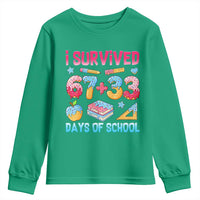 I Survived 67 Plus 33 100 Days of School Youth Sweatshirt Six Seven Meme Colorful Math Humor - Wonder Print Shop
