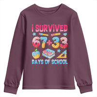 I Survived 67 Plus 33 100 Days of School Youth Sweatshirt Six Seven Meme Colorful Math Humor - Wonder Print Shop