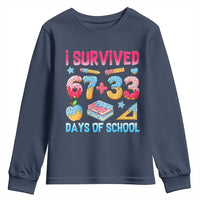 I Survived 67 Plus 33 100 Days of School Youth Sweatshirt Six Seven Meme Colorful Math Humor - Wonder Print Shop