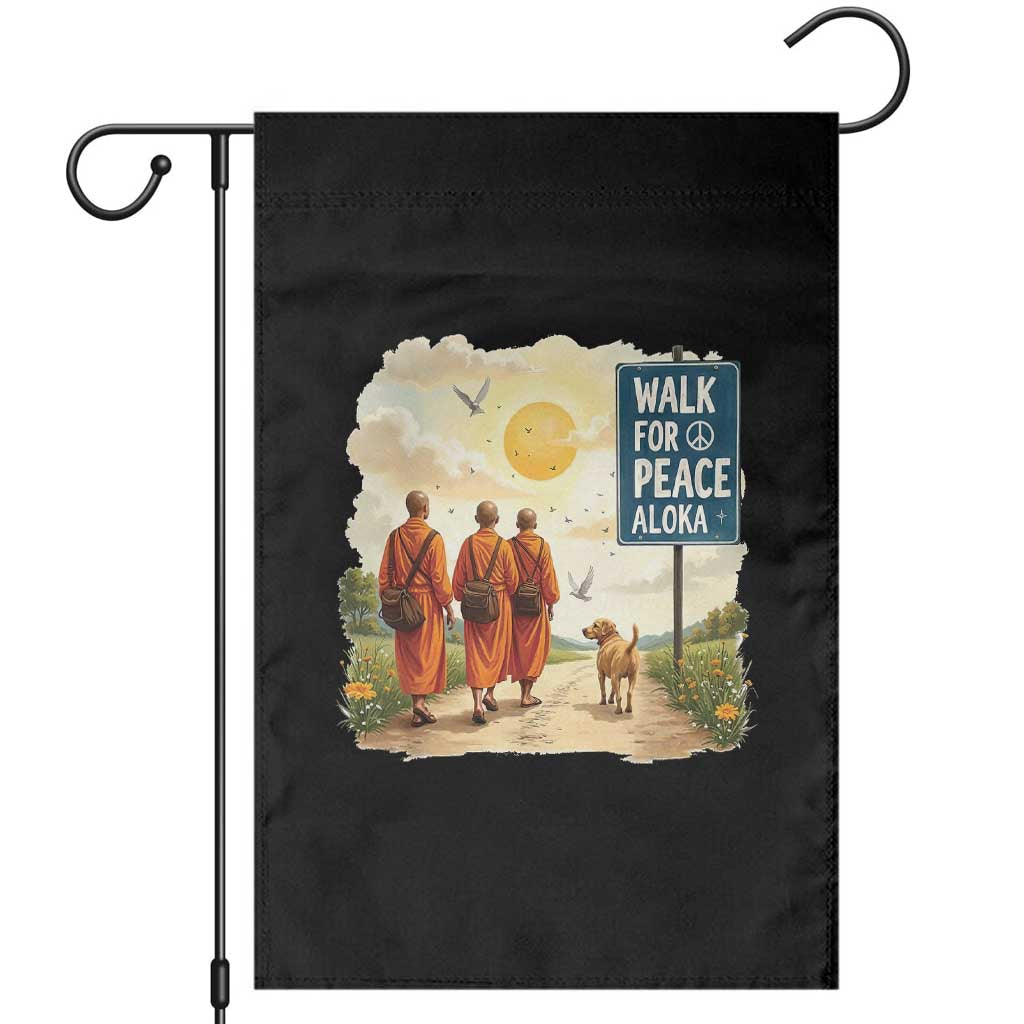 Walk For Peace Aloka the Dog and Monks Garden Flag