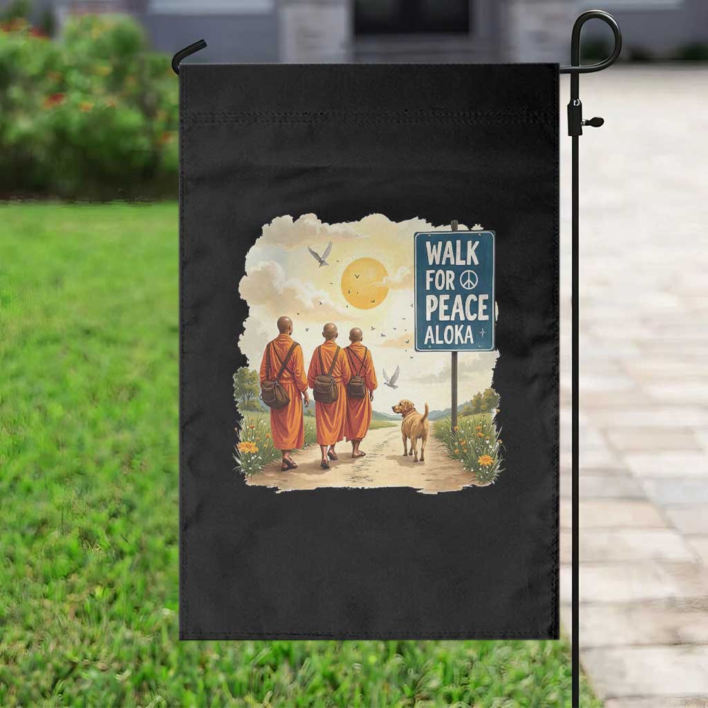 Walk For Peace Aloka the Dog and Monks Garden Flag