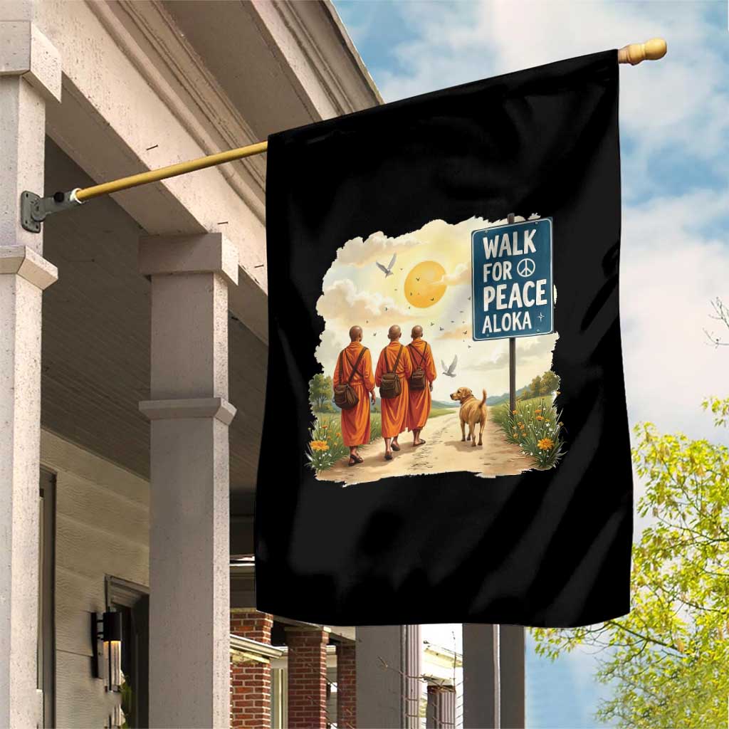 Walk For Peace Aloka the Dog and Monks Garden Flag