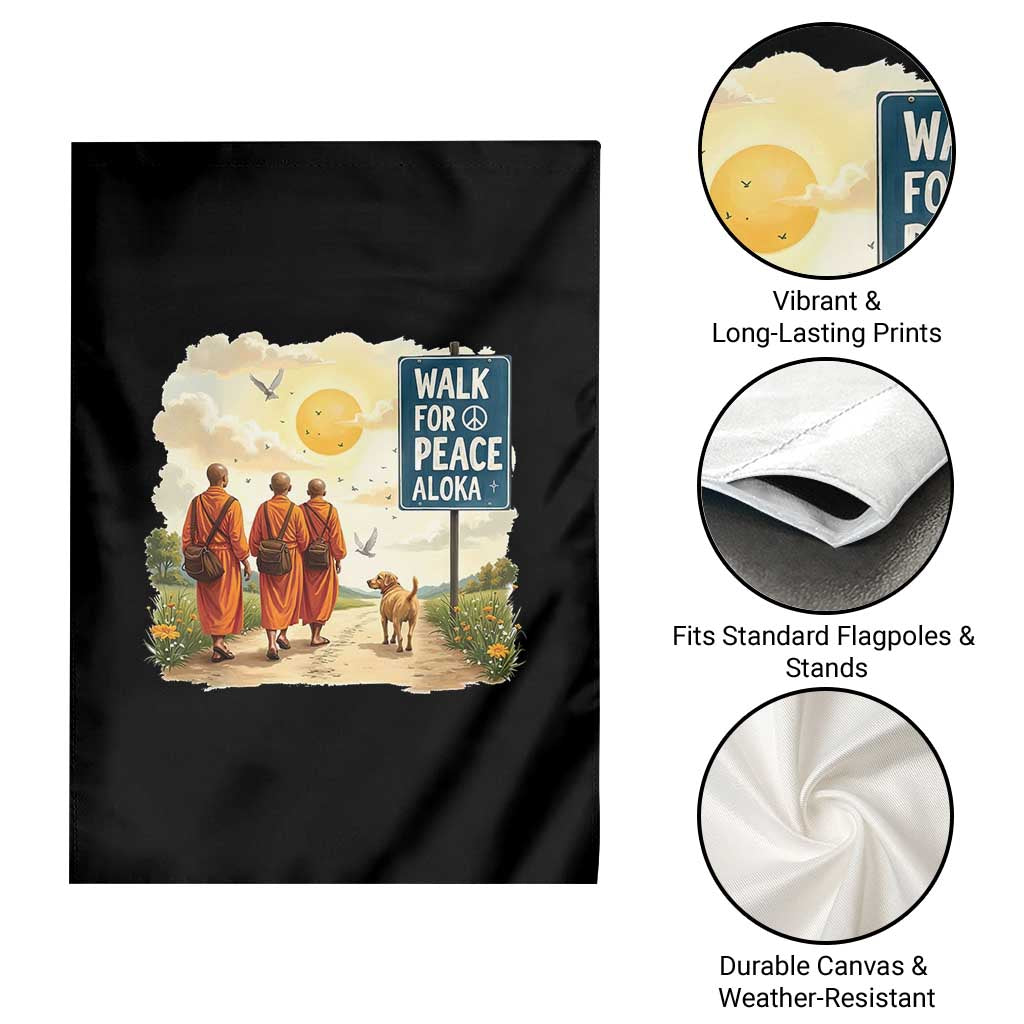 Walk For Peace Aloka the Dog and Monks Garden Flag