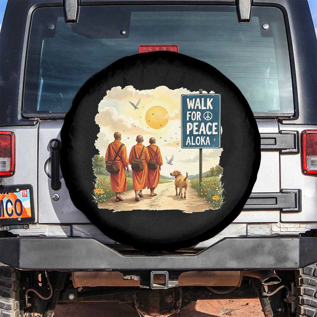Walk For Peace Aloka the Dog and Monks Spare Tire Cover