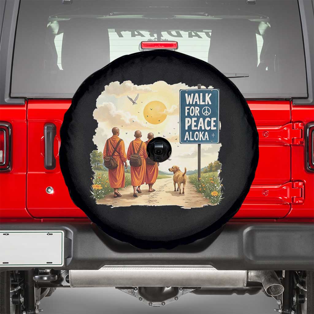 Walk For Peace Aloka the Dog and Monks Spare Tire Cover