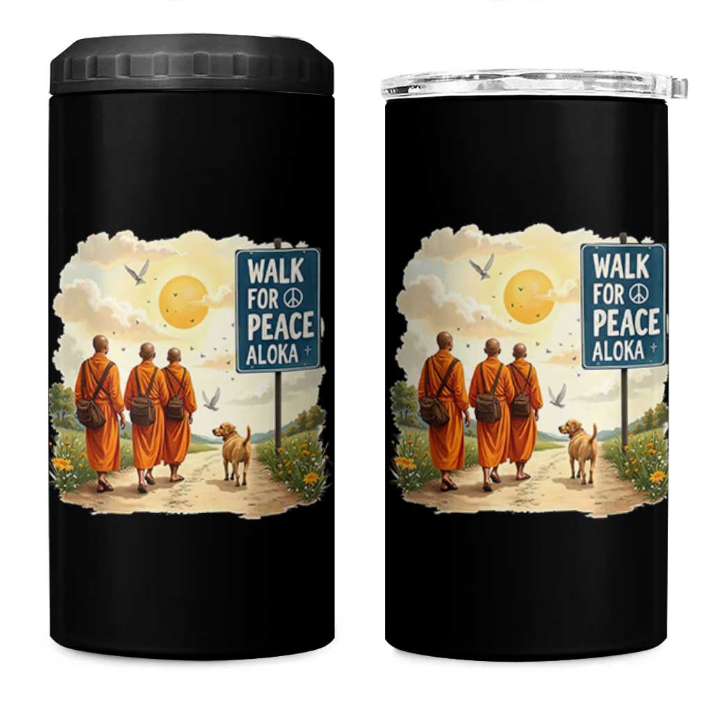 Walk For Peace Aloka the Dog and Monks 4 in 1 Can Cooler Tumbler