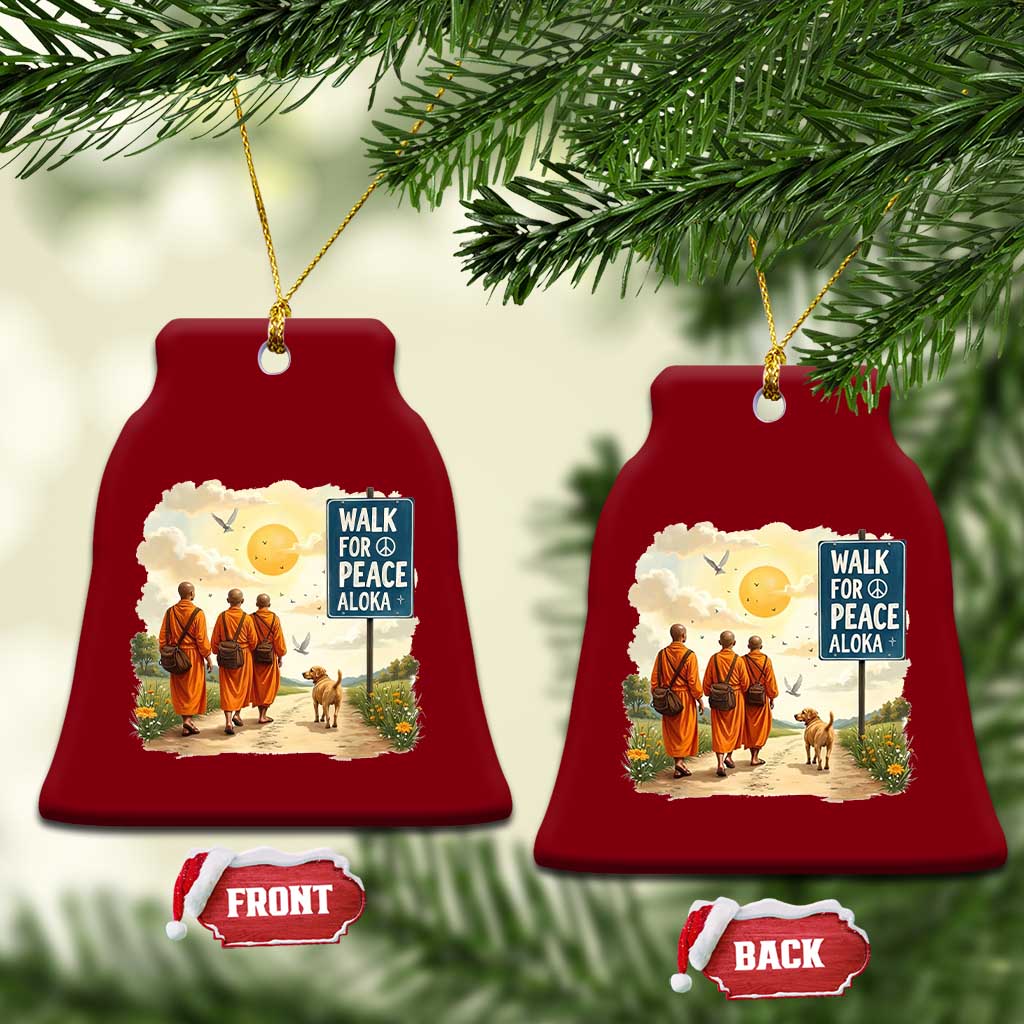 Walk For Peace Aloka the Dog and Monks Ceramic Ornament