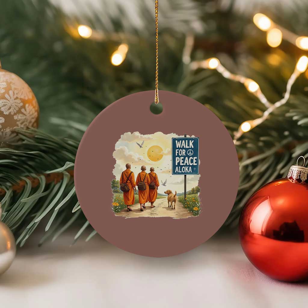 Walk For Peace Aloka the Dog and Monks Ceramic Ornament