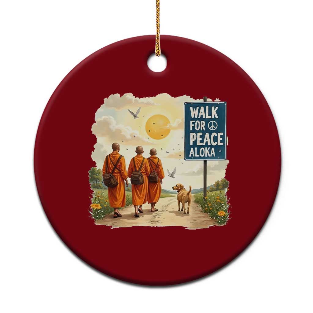 Walk For Peace Aloka the Dog and Monks Ceramic Ornament