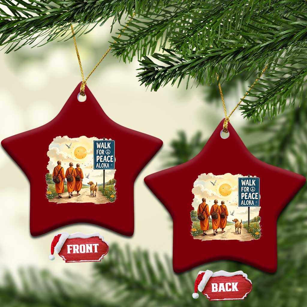 Walk For Peace Aloka the Dog and Monks Ceramic Ornament