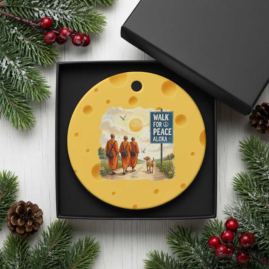 Walk For Peace Aloka the Dog and Monks Ceramic Ornament
