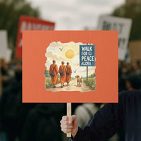 Walk For Peace Aloka the Dog and Monks Protest Sign