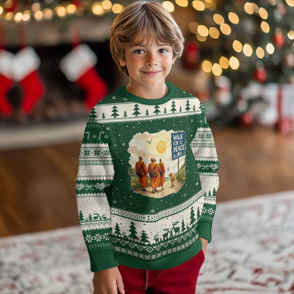 Walk For Peace Aloka the Dog and Monks Ugly Christmas Sweater
