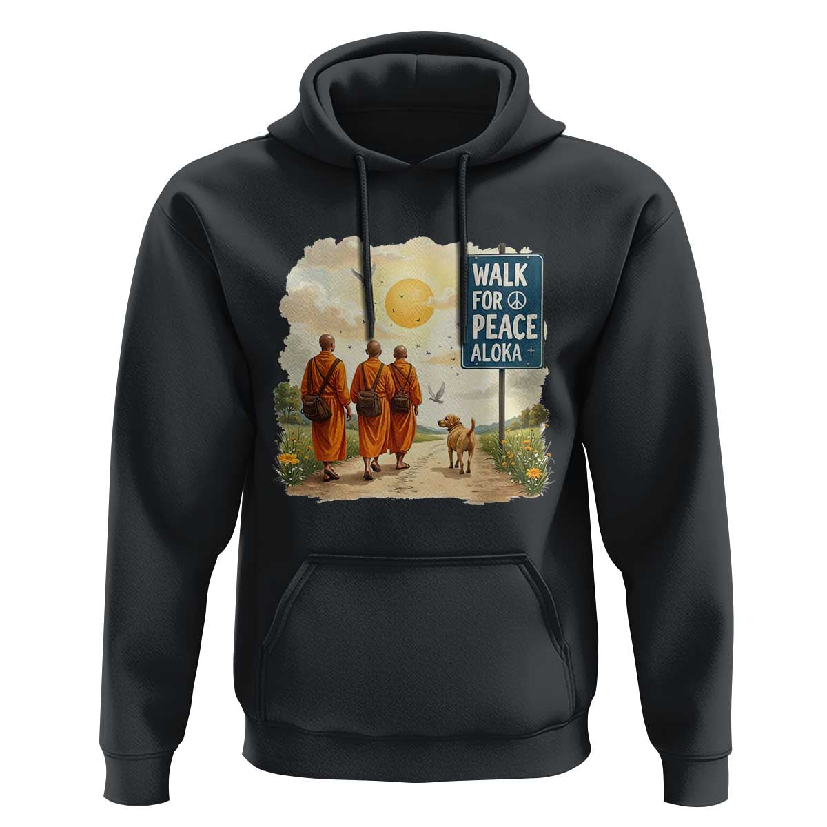 Walk For Peace Aloka the Dog and Monks Hoodie