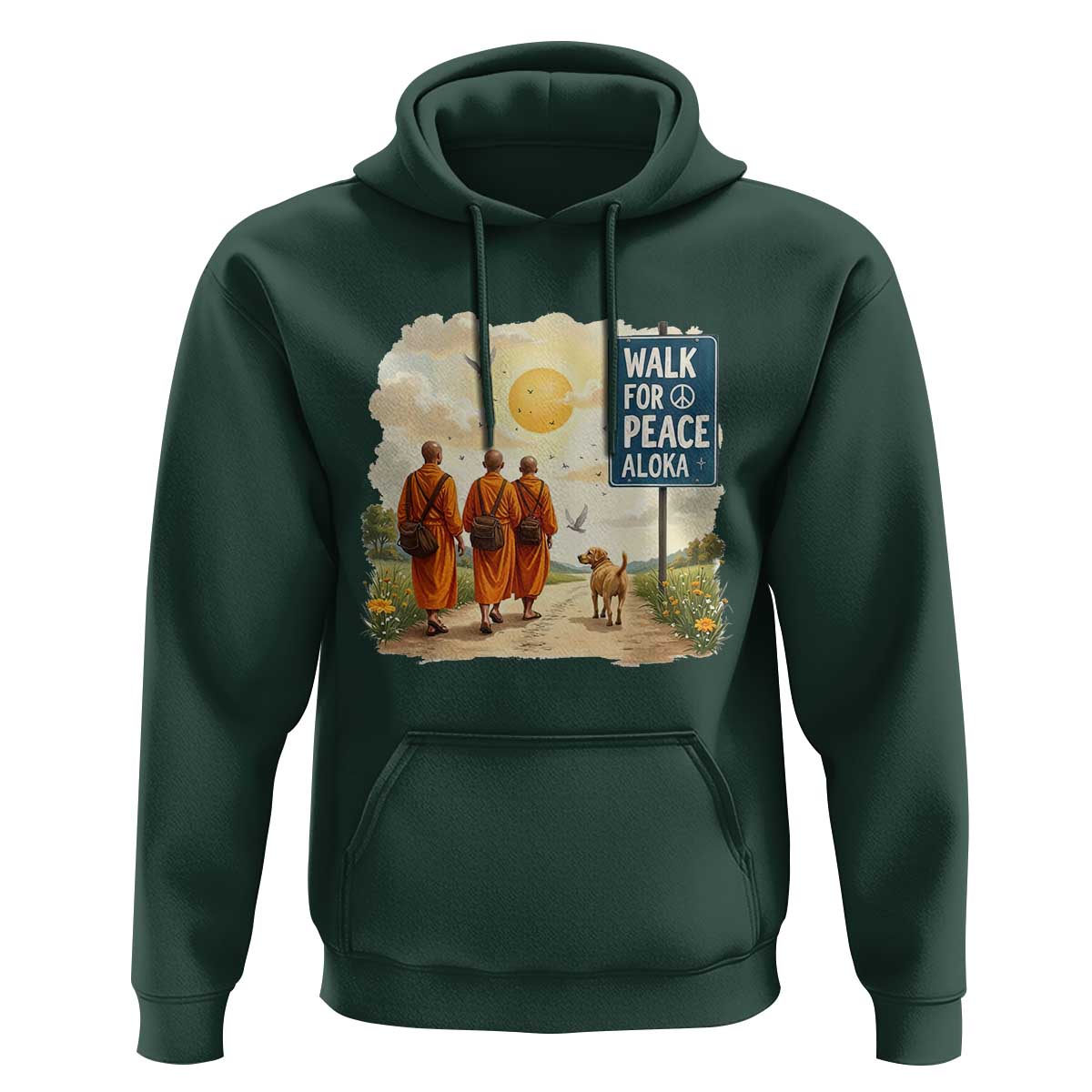 Walk For Peace Aloka the Dog and Monks Hoodie