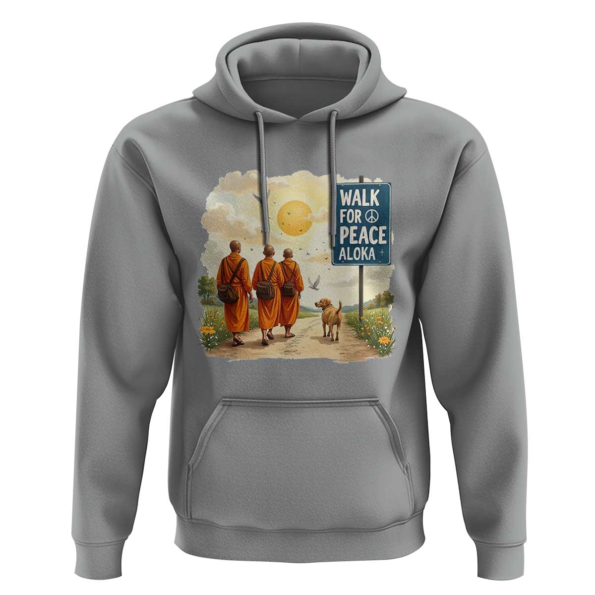 Walk For Peace Aloka the Dog and Monks Hoodie