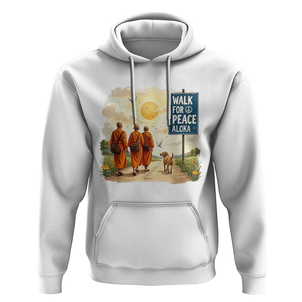 Walk For Peace Aloka the Dog and Monks Hoodie