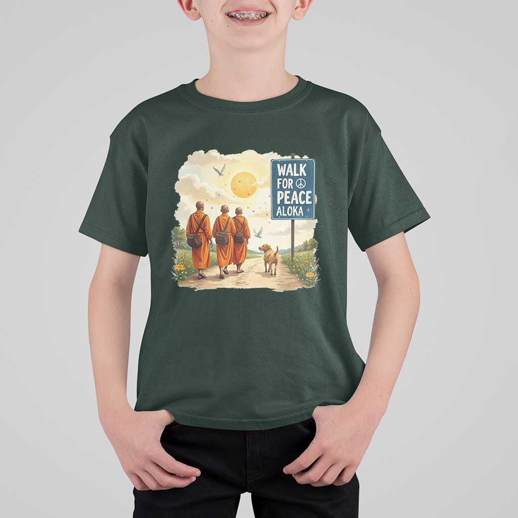 Walk For Peace Aloka the Dog and Monks T Shirt For Kid