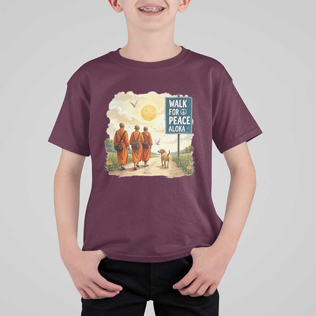 Walk For Peace Aloka the Dog and Monks T Shirt For Kid