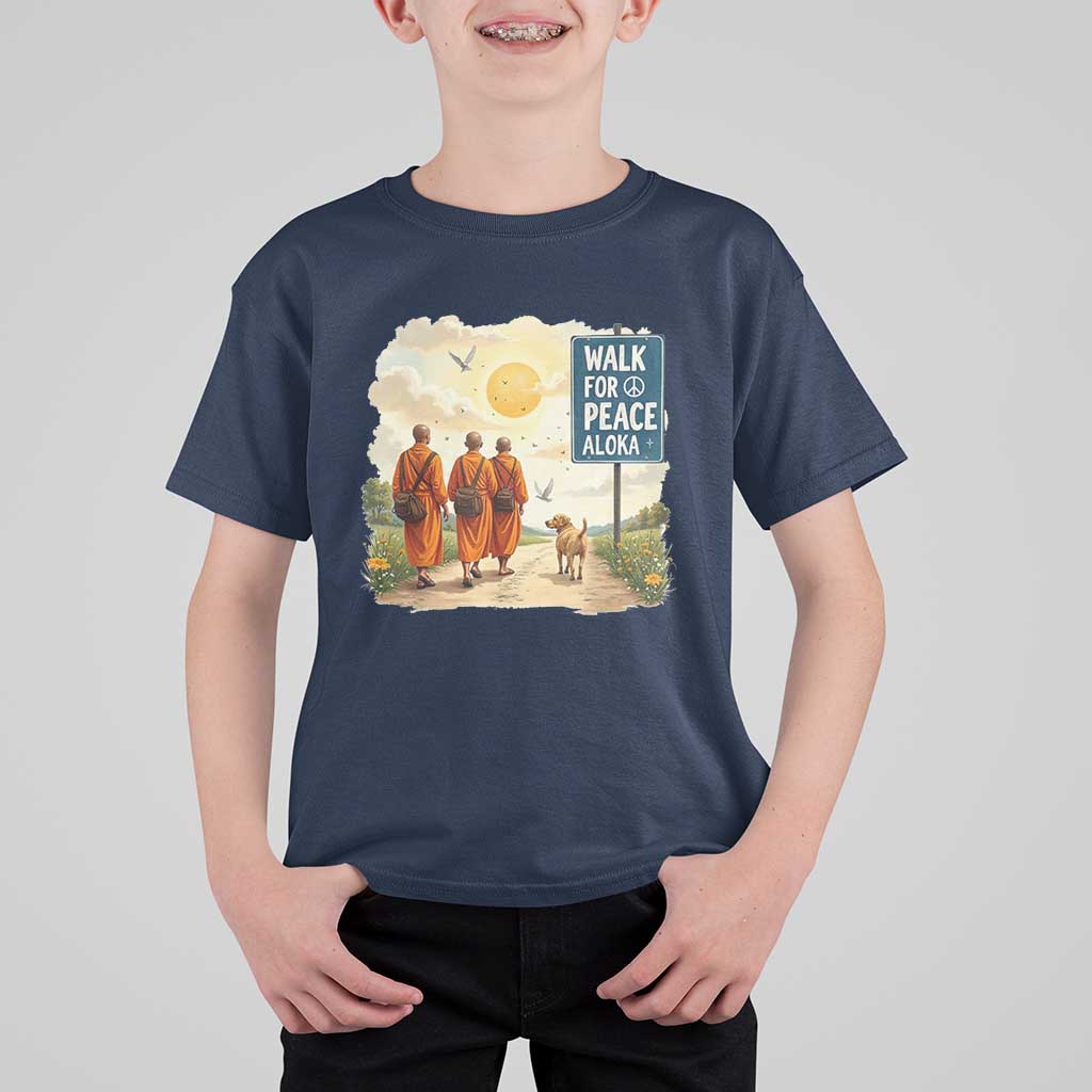 Walk For Peace Aloka the Dog and Monks T Shirt For Kid