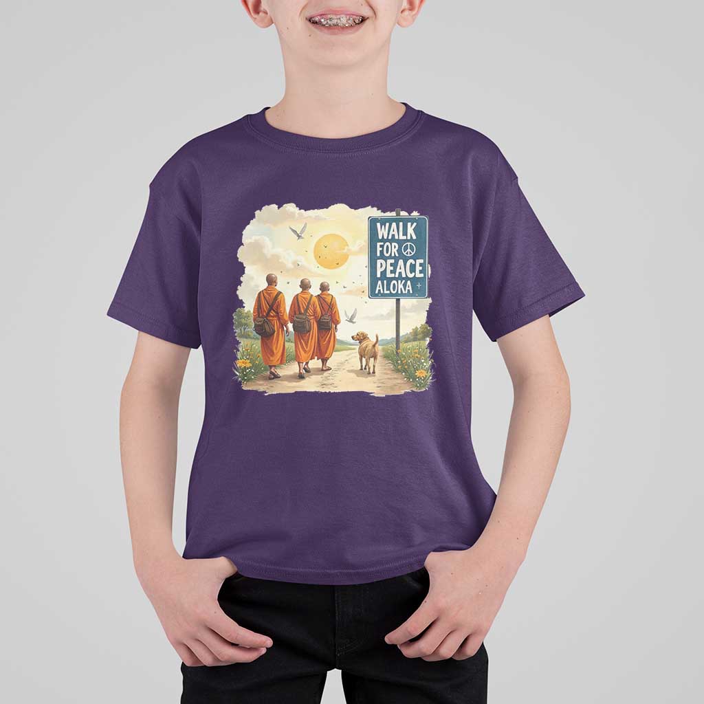 Walk For Peace Aloka the Dog and Monks T Shirt For Kid
